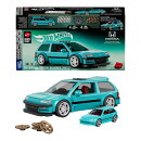 マテル ブリックショップ ホットウィール カスタム '90 ホンダ シビック EF ブロックセット 限定仕様ダイキャストカー付き 248ピース 1:32スケール 10歳から JHF62