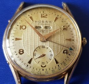 【送料無料】watch vintage hosam triple date gold platted very rare watch eta 1164