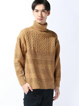BROWNY/(M)アラン×ボーダータートルセーター