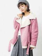 BROWNY STANDARD/(L)フェイクムートンライダースジャケット