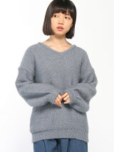 BROWNY/(L)フェザーVネックBIGセーター