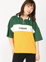 BROWNY/(L)ハーフジップロゴ5分袖スウェット