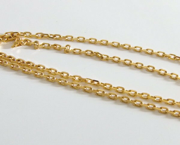 ステンレス・金色・4面カットあずきチェーン2mm選択可40cm・45cm/【メイン】(新品11月)ゴールドPVDコーティング金属アレルギー対応サージカルステンレス製316L