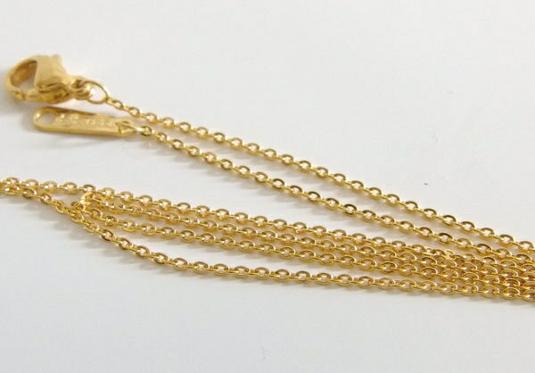 ステンレス・金色・平あずきチェーン1.1mm選択可40cm・45cm/【メイン】(新品11月)ゴールドPVDコーティング金属アレルギー対応サージカルステンレス製316L
