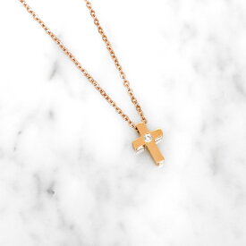 ステンレス ネックレス (208) クロス CZ 選択可 (銀色 金色 ピンクゴールド) ペンダント シルバー ゴールド ピンク カラー サージカルステンレス 316L 金属アレルギー対応 レディース メンズ 送料無料