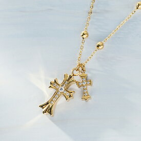 ネックレス レディース ステンレス ネックレス (186) 十字架 CZ 2色あり 銀色 金色 ゴールド クロス ネックレス ジルコニア 女性 金属アレルギー対応 レディース メンズ 送料無料 シルバー サージカル　キラキラ