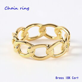 18Kゴールドコーティング デザインリング(54) ブラス製 (メイン) メンズ レディース 金色 指輪