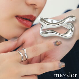 ＼30％OFFセール／ 指輪 レディース ステンレス リング (399) 2連風 銀色 金色 ピンクゴールド サージカルステンレス製 316L メンズ 送料無料 アクセサリー 太め ウェーブ ごつめ 重ね付け アクセサリー