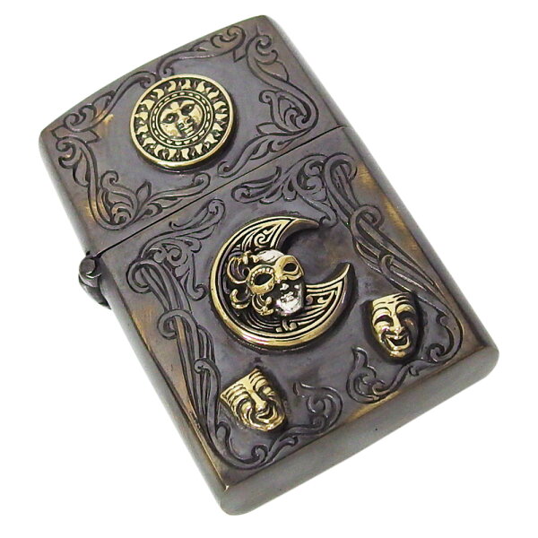 【GV】ZIPPOライター・仮面舞踏会SV+B/【メイン】(新品2月2)金色・真鍮製(ブラス製)・シルバー925製銀・ドクロ・スカルgoodvibrations