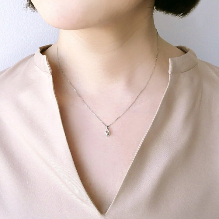 楽天市場】プラチナ ドロップ ダイヤモンドネックレス／ ヴイエー  