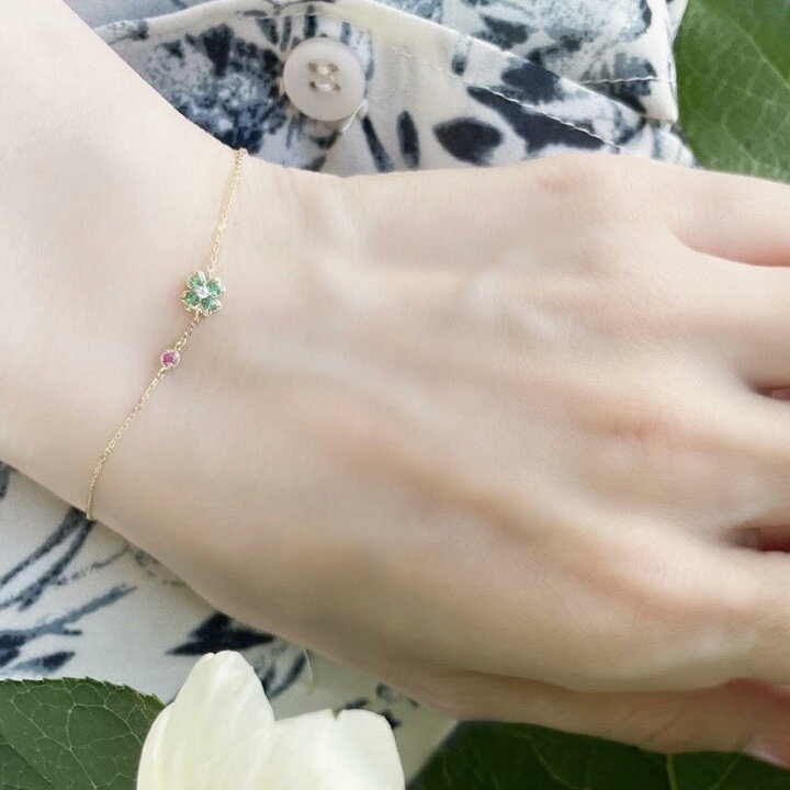 楽天市場】K10イエローゴールド エメラルドダイヤモンドブレスレット  