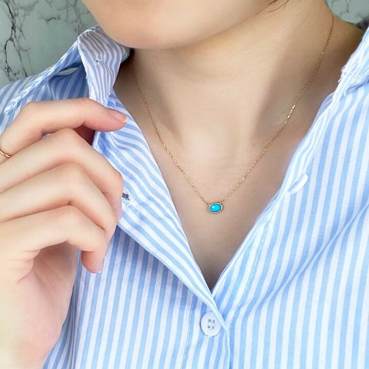 楽天市場】K10イエローゴールド ブライト・シー ターコイズネックレス  