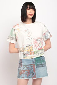 ミッキーマウスプリントのレディース半袖Tシャツ／デシグアル（Desigual）