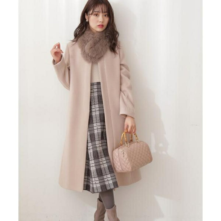 楽天市場 ファー付きノーカラーコート プロポーション ボディドレッシング 丸井 マルイ 楽天市場店