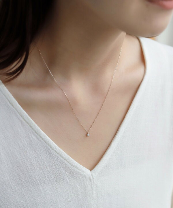 楽天市場】一粒ダイヤモンドのネックレス[0.1ct][ロゼチナ 