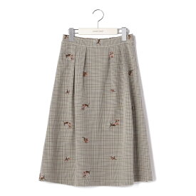グレンチェック刺繍スカート／レッセパッセ