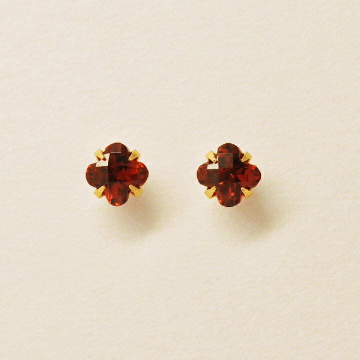 楽天市場】[ セカンドピアス] K18リリィカットガーネットピアス( YG 