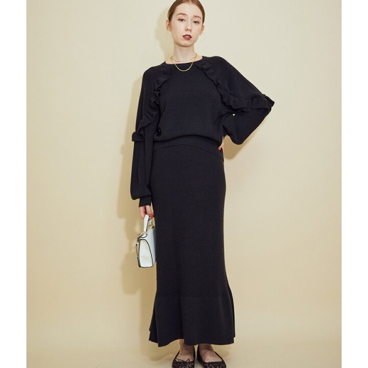 楽天市場】【セットアップ】ラッフルスリーブニットワンピース  