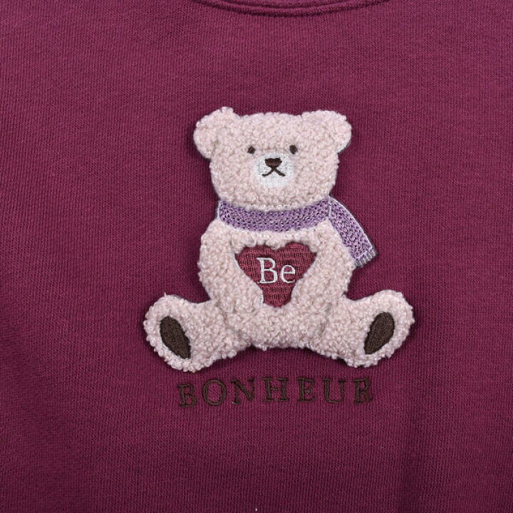 楽天市場 サガラ刺繍 クマ ワッペン ドロップ ショルダー 長袖 トレーナー ８０ １５０ｃｍ ベベ Bebe 丸井 マルイ 楽天市場店