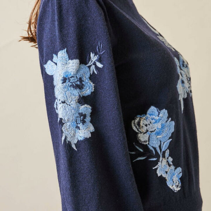 楽天市場】フラワー刺繍プルオーバー≪手洗い可能≫／ビアッジョブルー 