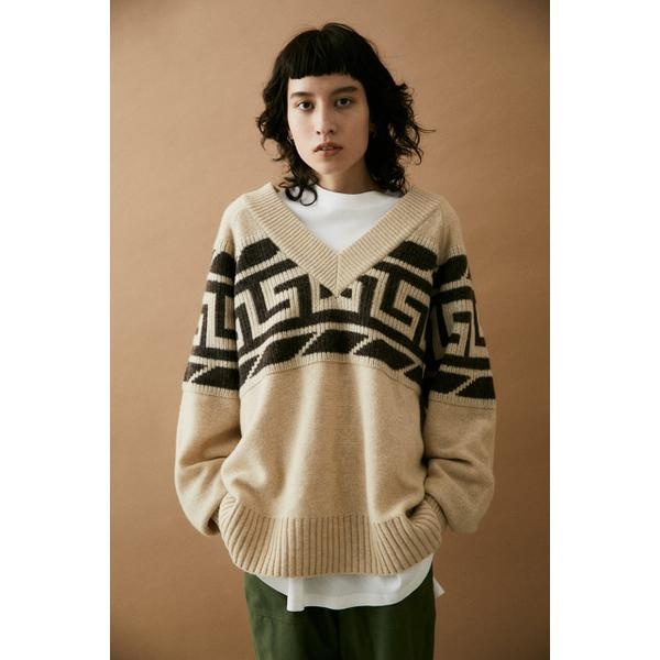 日本正規品 NEW ニット セーター cowichan 直輸入品激安 vneck バイ マウジー ブラック knit