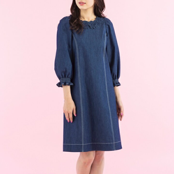 楽天市場】フラワーモチーフソフトデニムワンピース／ローズティアラ  