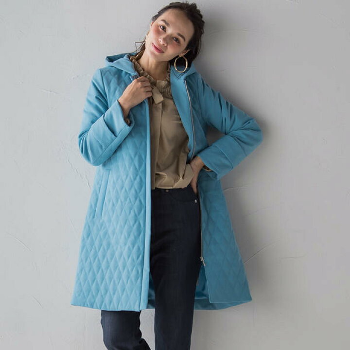 楽天市場】キルティング中綿ロングコート／ビアッジョブルー（Viaggio  