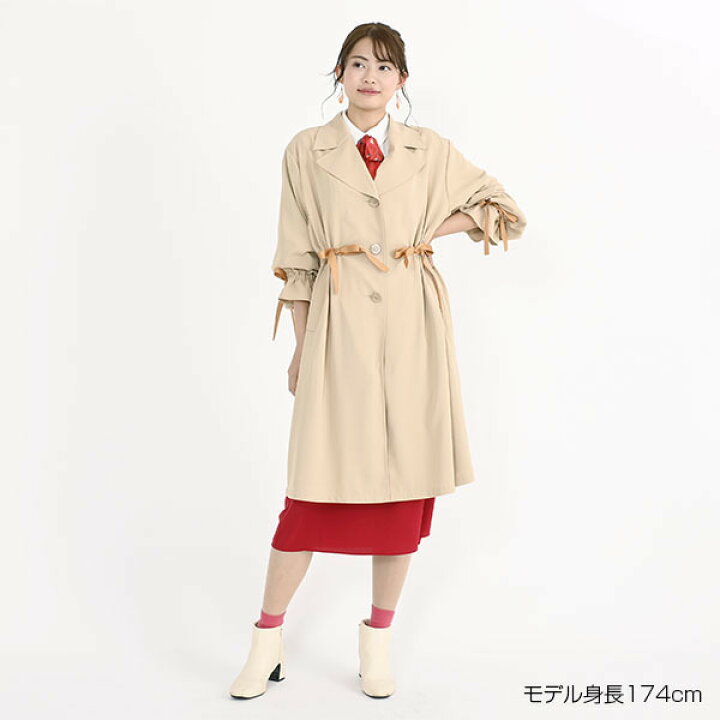 楽天市場】リボンギャザートレンチ ロングコート／マリークヮント 