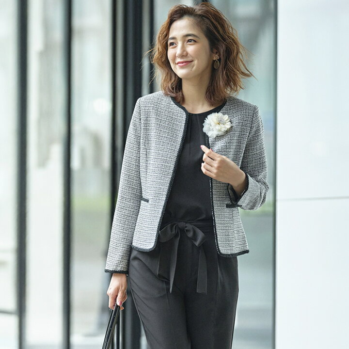 楽天市場】【4点セット】〈テーパードパンツ〉ツイードジャケット  