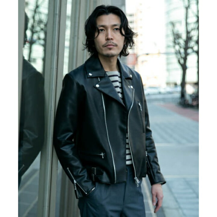 楽天市場】『XLサイズあり』フェイクレザーダブルライダースジャケット  