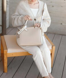 バイカラーのスクエア2WAYバッグ／アネモネ（ANEMONE）