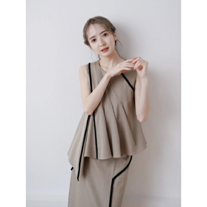 楽天市場】アシメカットフリンジノースリーブブラウス／レディメイド  