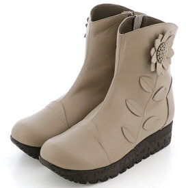 フラワーデザインウェッジソールブーツ／JS ハートレーベル（JS Heartlavel）