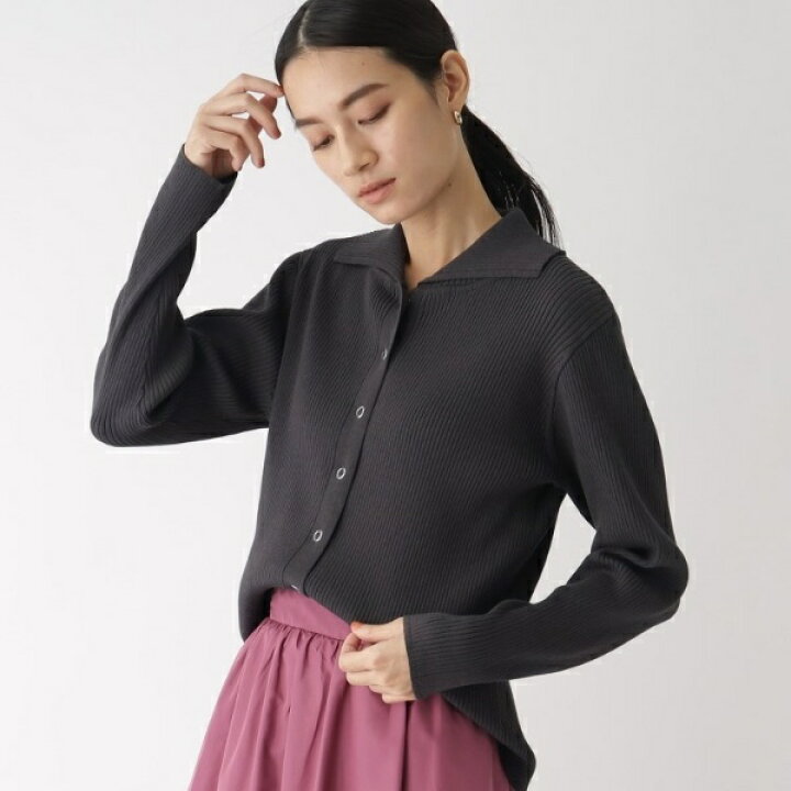 楽天市場】【C】ポロカラー リブニットカーディガン／オペークドット  