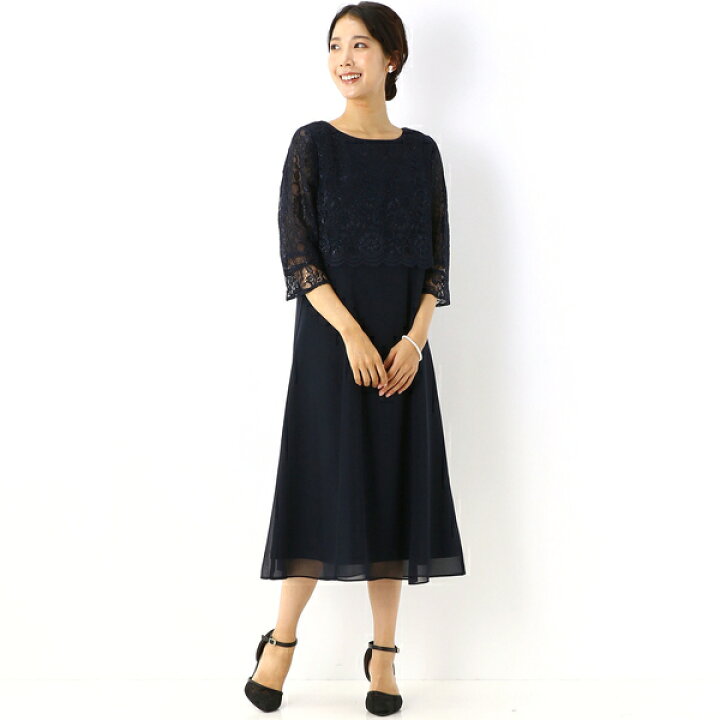 楽天市場】レース＋シフォンワンピース【結婚式・二次会・パーティ 