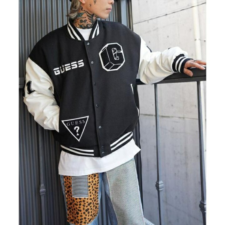 楽天市場】GUESS／ゲス／別注 ワッペンロゴスタジャン／エルエイチピー 