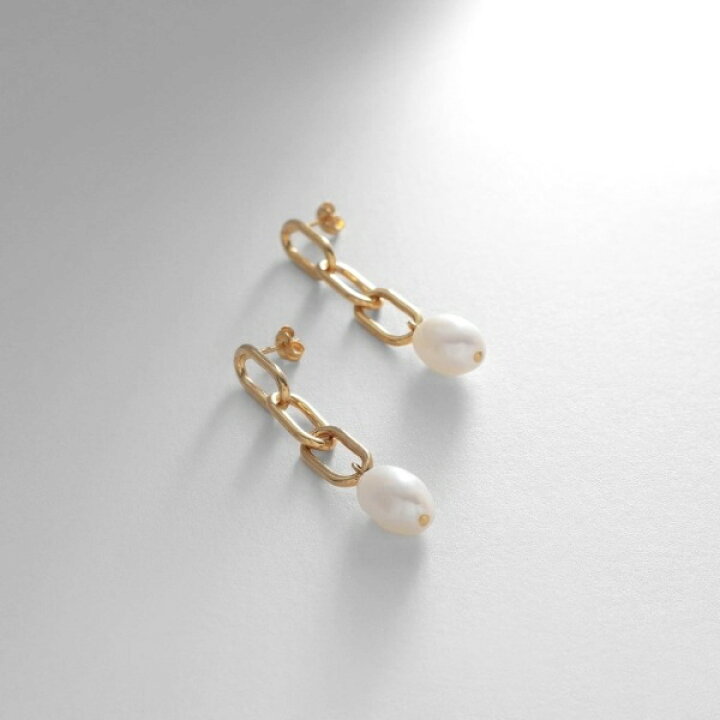 楽天市場】シルバー バロックパール チェーンリンク ロングピアス GP 
