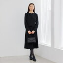 【洗える】【喪服】ノーカラージャケット＆ボウタイ風セミフレアワンピース /レディース/ブラックフォー／フォルムフ…