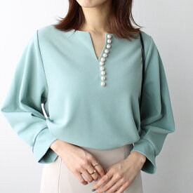 パール調ビーズ付キーネックブラウス／ジーラ バイ リュリュ（GeeRA）