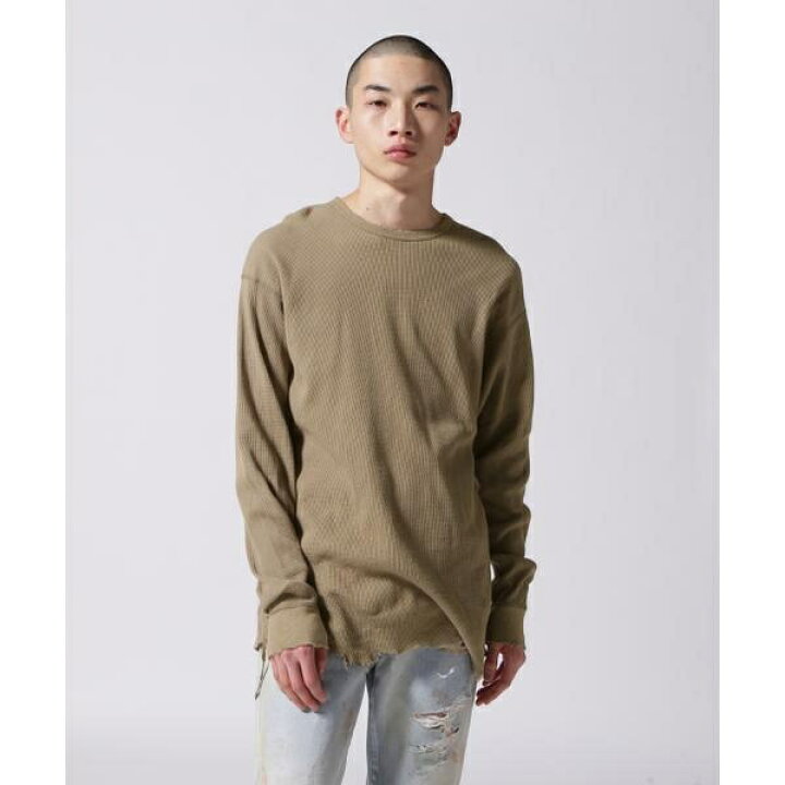楽天市場】ANCELLM／アンセルム／DAMAGE WAFFLE CREW LS T-SHIRT 