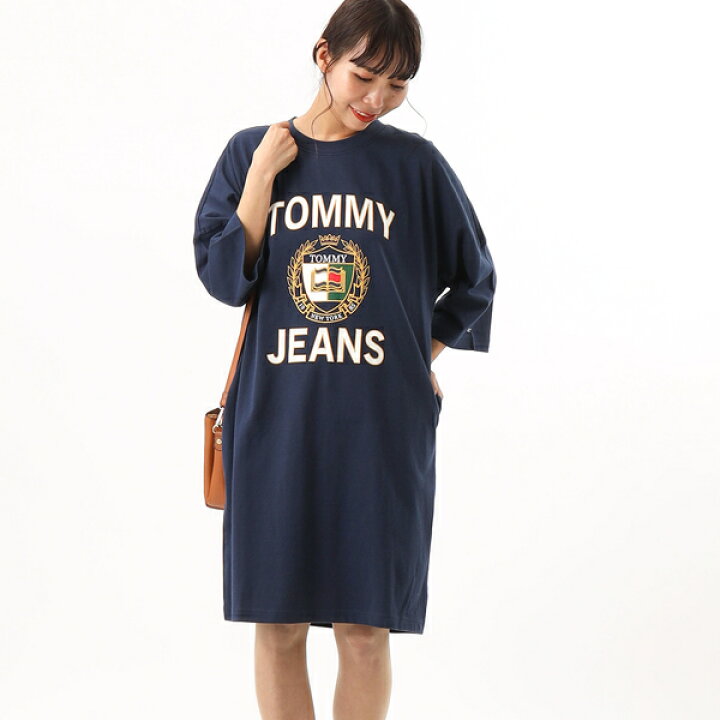 楽天市場】オーバーサイズリュクスTシャツワンピース／トミー ジーンズ 