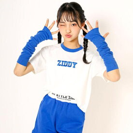 【 ニコ☆プチ 掲載 】アームカバー付きリンガーTシャツ(130~160cm)／ジディ（ZIDDY）