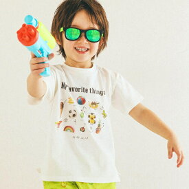 【防汚】恐竜アニマルフルーツ男の子大好きアイテム写真プリント半袖Tシャツ(80~130cm)／スラップスリップ（SLAP SLIP）