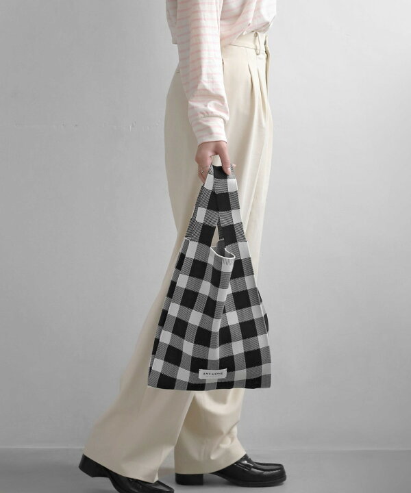 楽天市場】チェック柄ニットトートバッグ／アネモネ（ANEMONE） : 丸井  