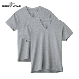 【BODYWILD】【年中使えるベーシックな定番】綿100％【TシャツVネックTシャツ（2枚組）】／ボディワイルド（BODY WILD）