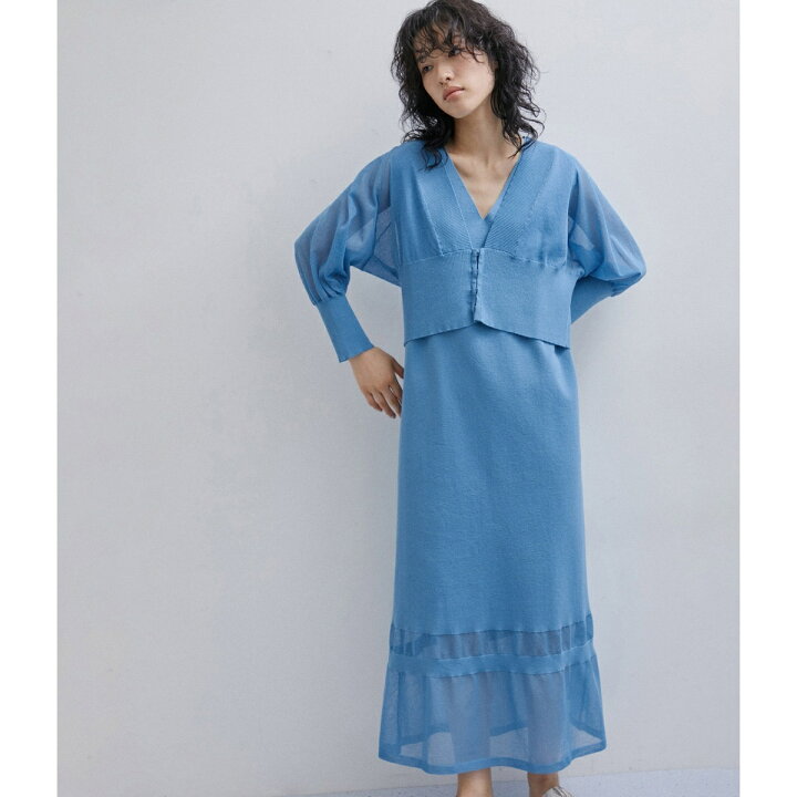 楽天市場】《SETアイテム》シアーカーディガンセットニットワンピース  