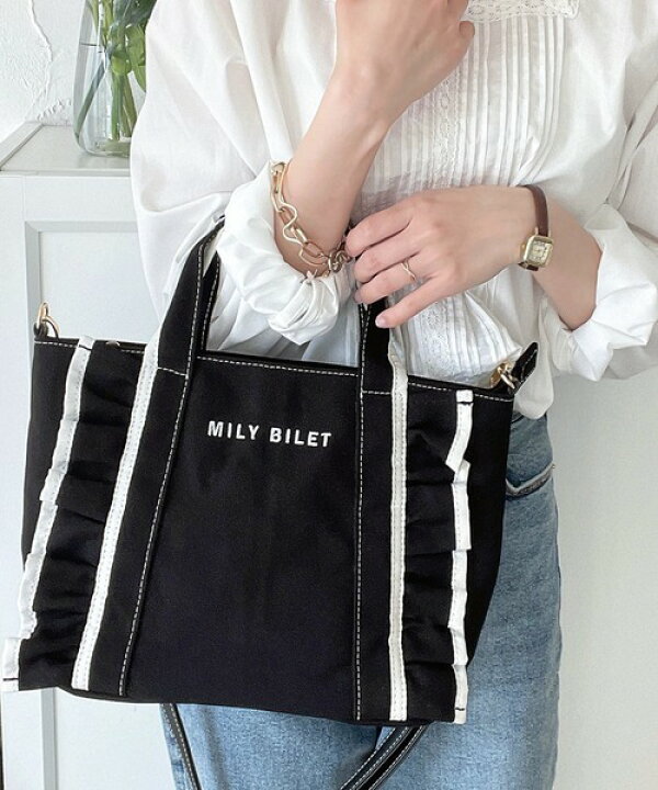 楽天市場】【mily bilet】愛らしさをプラス。フリルトートバッグ 