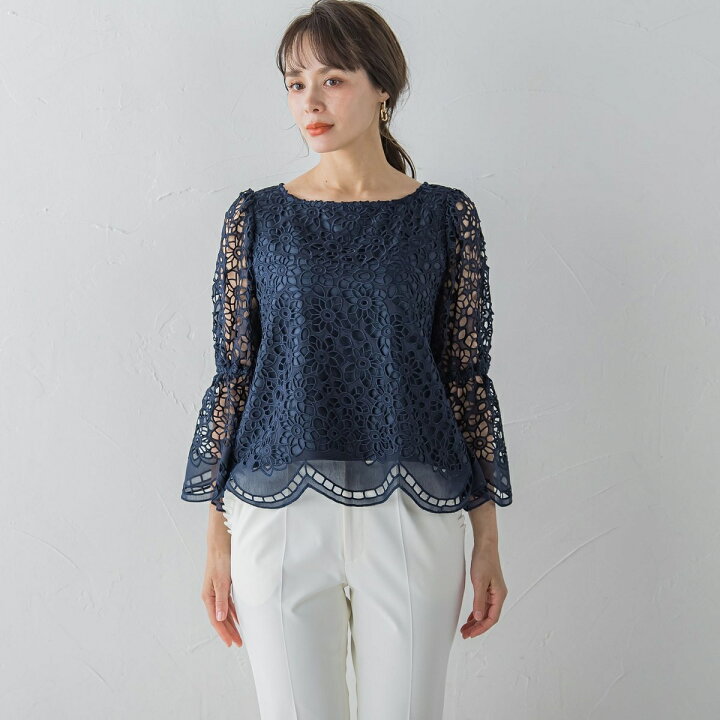 新品】Viaggio blu ビッグフラワーブーケブラウス リボン シャツ S 