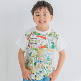 恐竜コミックプリント半袖Tシャツ(80~130cm)／スラップスリップ（SLAP SLIP）