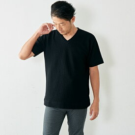 ハニカムジャガードVネックTシャツ／メンズメルローズ（MEN'S MELROSE）